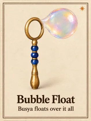 Bubble Float: Pixie floats over it all